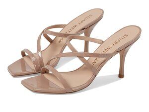 STUART WEITZMAN STRAPEZE 85 SLIDE FAWN 6 B
